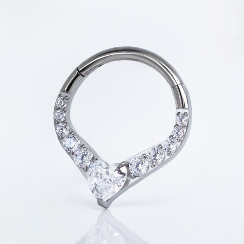 Кольцо-кликер Капелька Сердца 1.2 мм (16G)